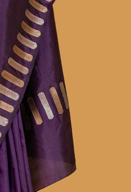 Purple Banarasi Silk Sari