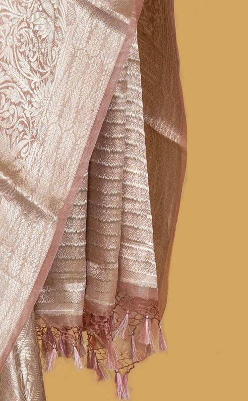 Pastel Pink Banarasi Tissue Sari