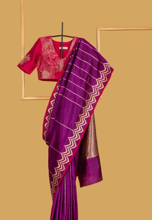 Purple Banarasi Silk Sari