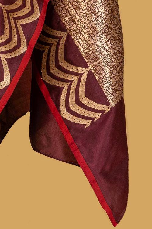 Wine Banarasi Silk Sari