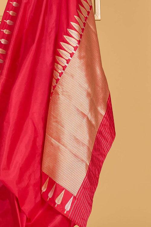 Red Rani Banarasi Silk Sari