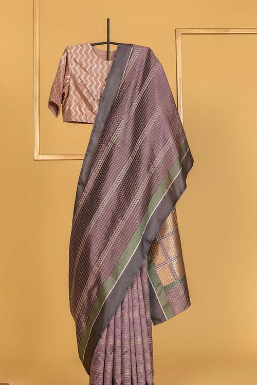 Dull Lilac Banarasi Silk Sari