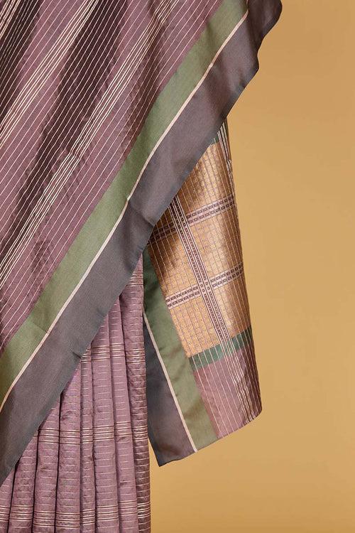 Dull Lilac Banarasi Silk Sari