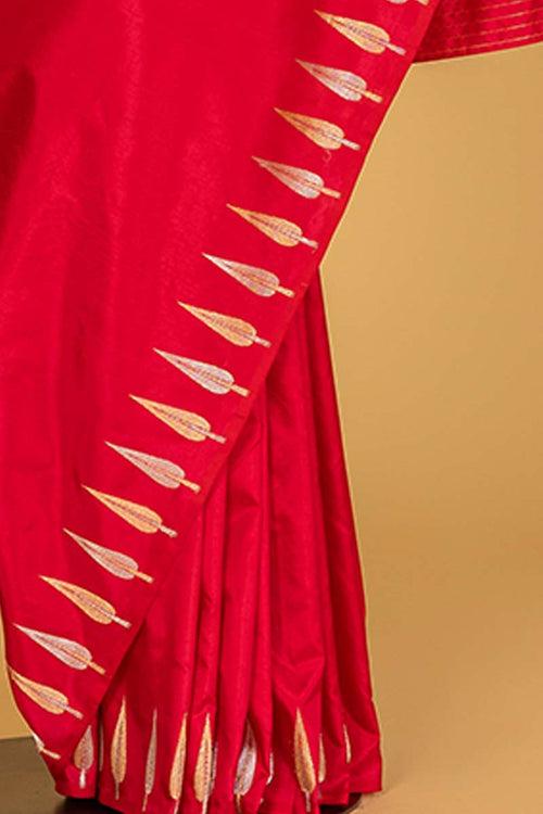 Red Rani Banarasi Silk Sari