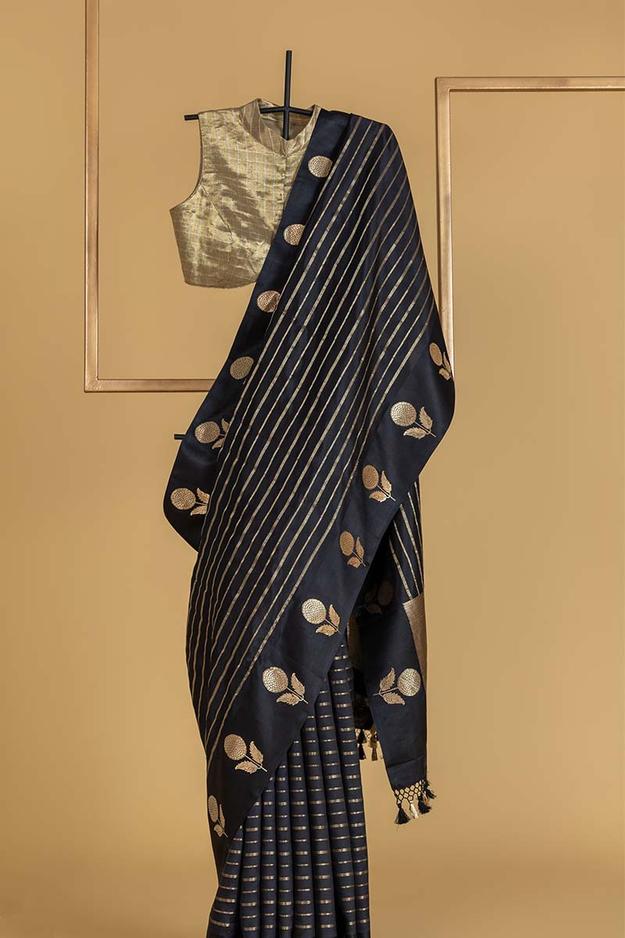 Black Banarasi Silk Sari