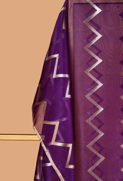 Organza Dupatta with Chevron Zari Lines