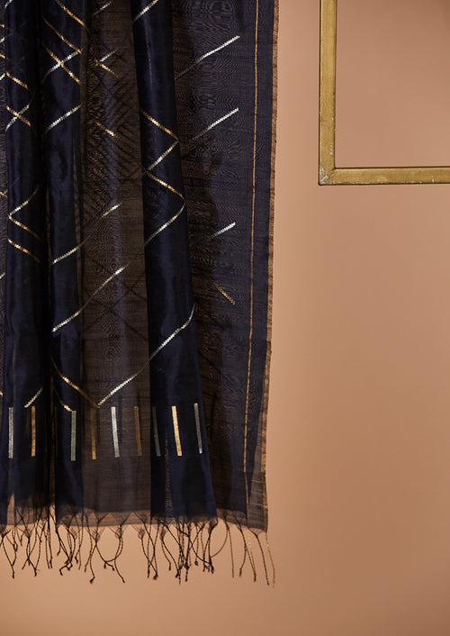 Brown Chanderi Jaamdani Dupatta