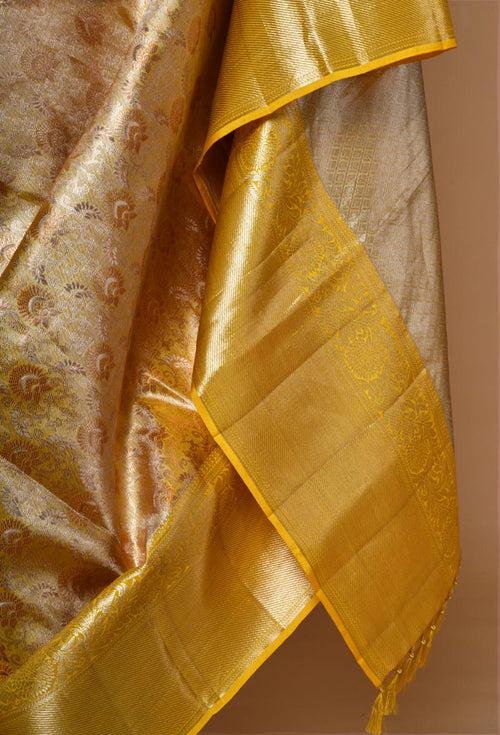 Yellow Silk Kanjeevaram Sari