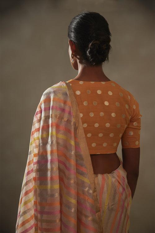 Offwhite Chanderi Jaamdani Sari