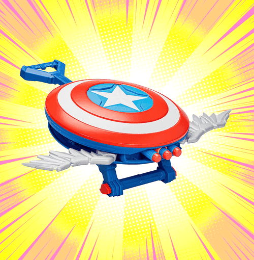 Marvel Mech Strike Mechasaur Captain America Redwing Toy Blaster With 3 Darts