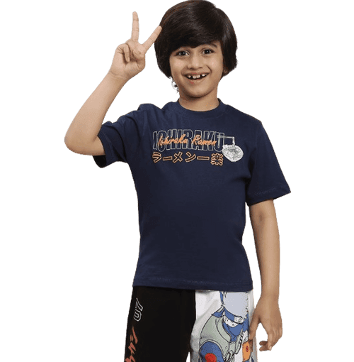 Naruto 649 Navy Peony Kids T Shirt