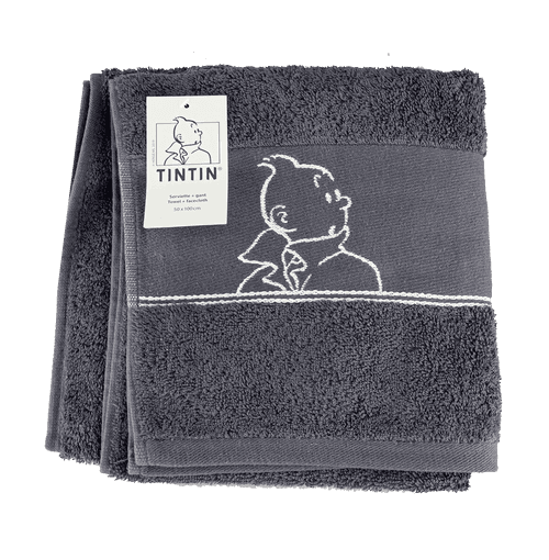 Tintin Grey Small Towel And Face Cloth
