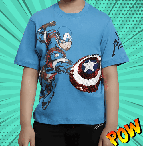 Captain America 955 Dresden Blue Kids Boys T Shirt