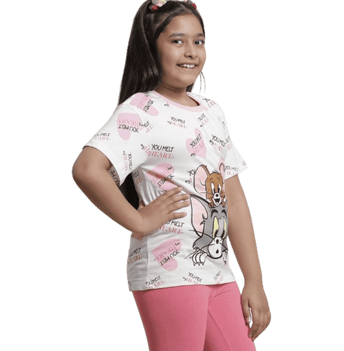 Tom And Jerry 1766 Off White Kids Girls T Shirt