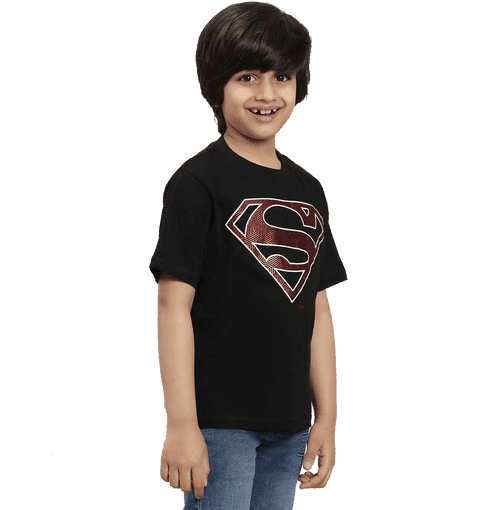 Superman 1705 Black Kids Boys T Shirt