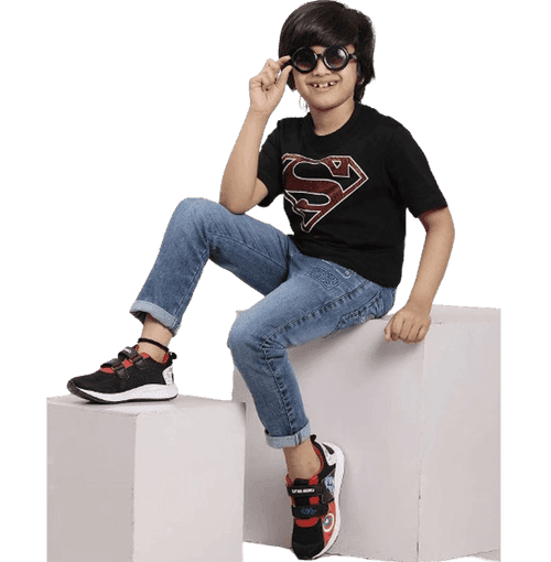 Superman 1705 Black Kids Boys T Shirt