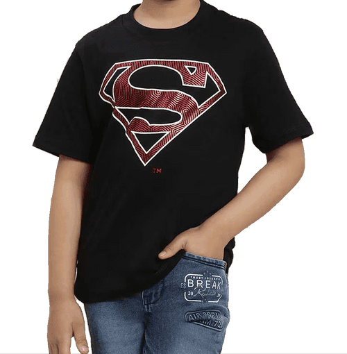 Superman 1705 Black Kids Boys T Shirt