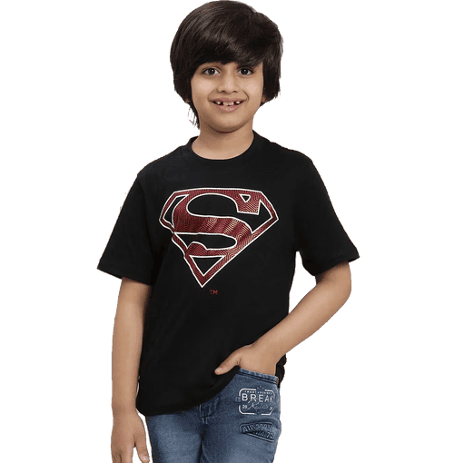 Superman 1705 Black Kids Boys T Shirt
