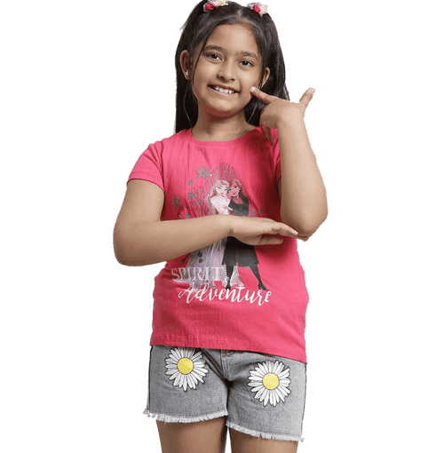 Frozen 1758 Virtual Pink Kids T Shirt