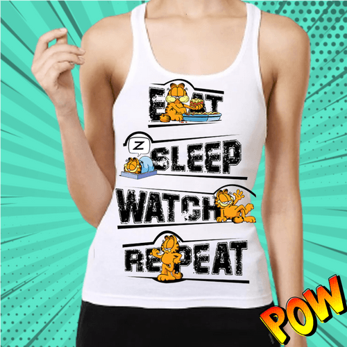 Garfield Eat Sleep Watch Womens Tank Top