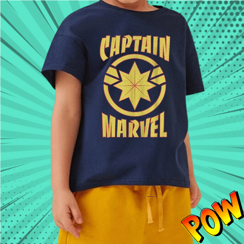 Captain Marvel Blue Kids T Shirt