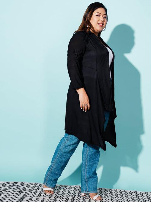 Solid Women Plus Size Long Shrug-1966PLUS