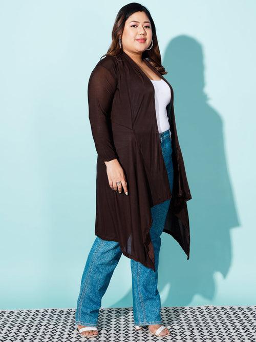 Solid Women Plus Size Long Shrug-1966PLUS