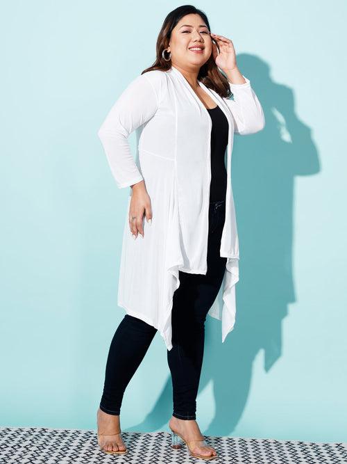 Solid Women Plus Size Long Shrug-1966PLUS