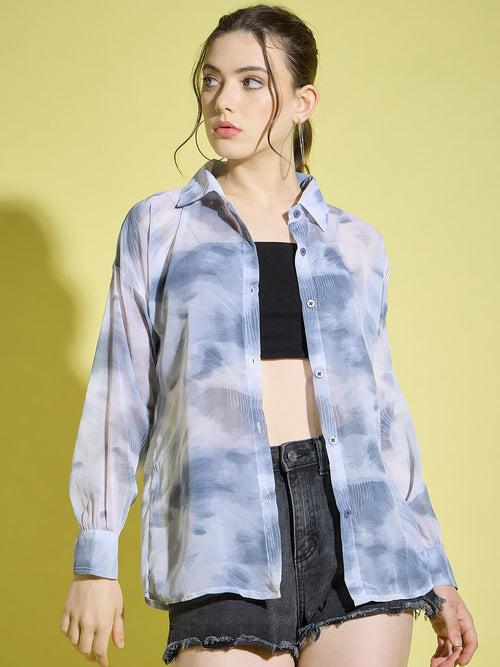 Tie & Dye Oversized Women Shirt | Casual Shirts-3379-3380