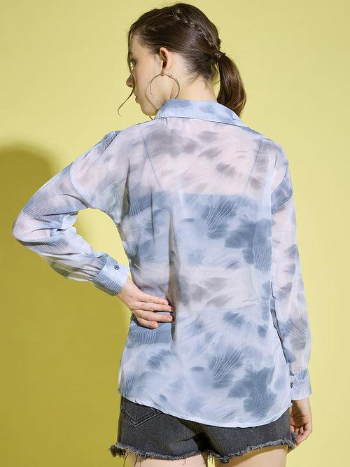 Tie & Dye Oversized Women Shirt | Casual Shirts-3379-3380