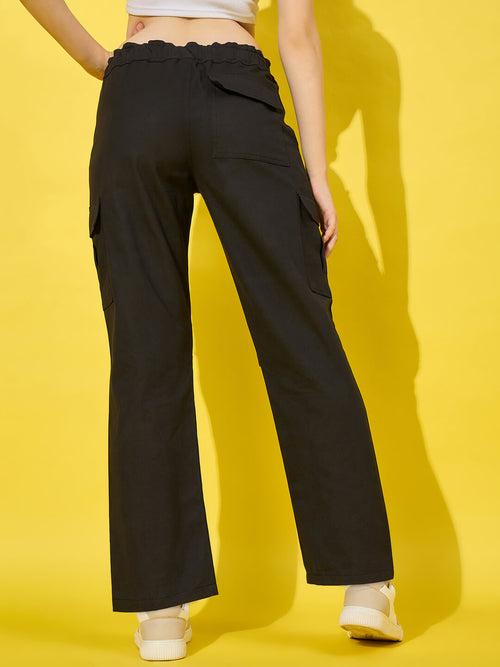 Twill Women’s Cargo Pants with Multiple Pockets-3467-3468