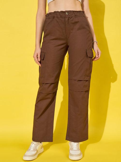 Twill Women’s Cargo Pants with Multiple Pockets-3467-3468