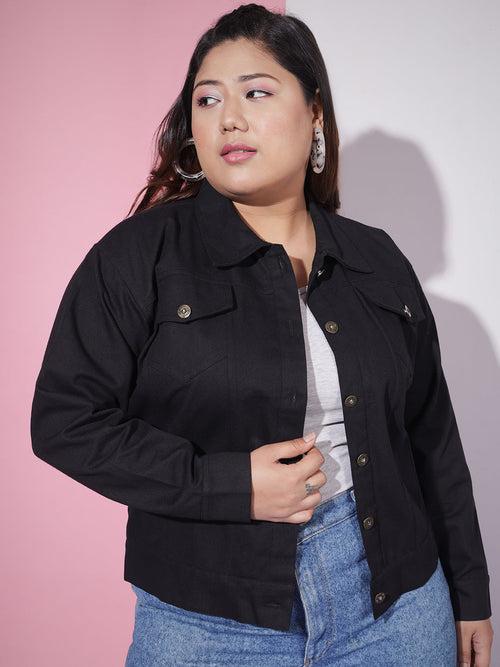 Twill Denim Plus Size Women Regular Jacket-2627PLUS