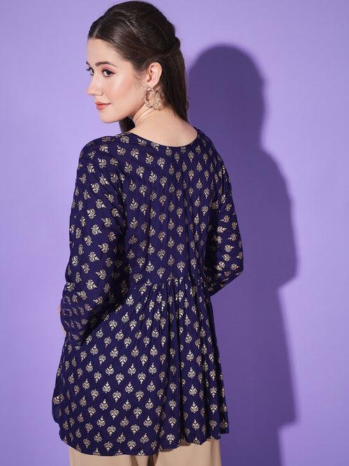 Cotton Block Print Short Women Jaipuri Kurti Top-3179