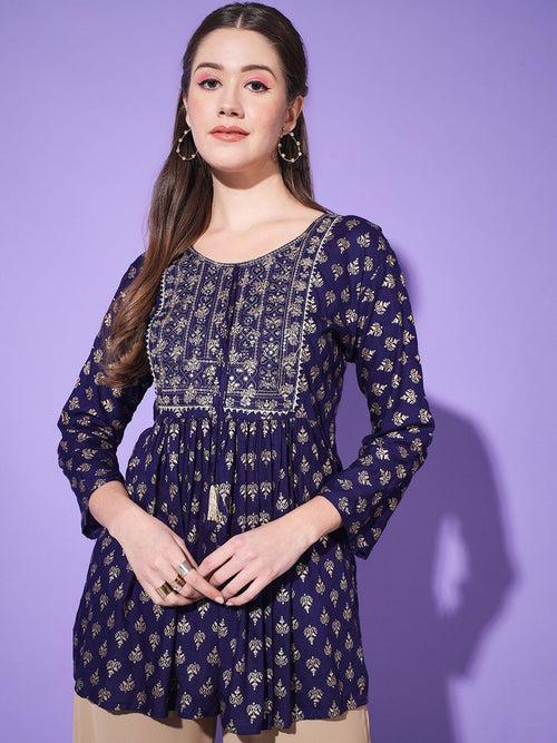 Cotton Block Print Short Women Jaipuri Kurti Top-3182