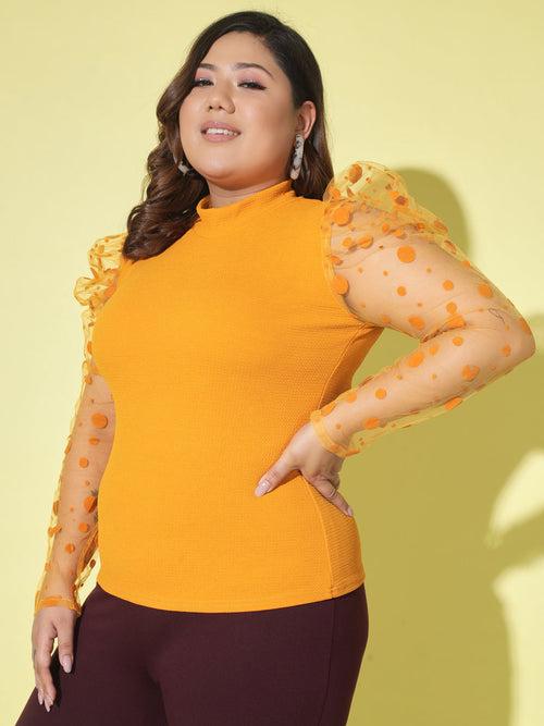 Polka Dot Plus Size Women Net Top-2605PLUS-2605PLUS