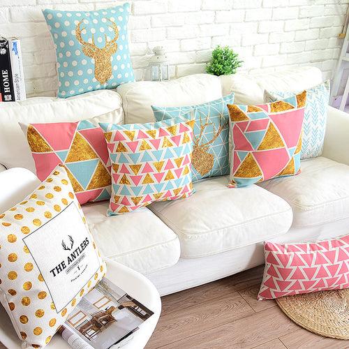 Cotton Feel Designer The Royal Antlers Geometric Decorative Throw Pillow Cushion Covers - Set of 5