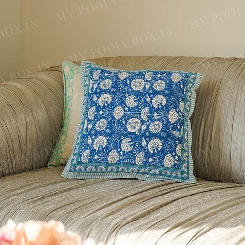 Shades of Blue Floral Cushion Cover