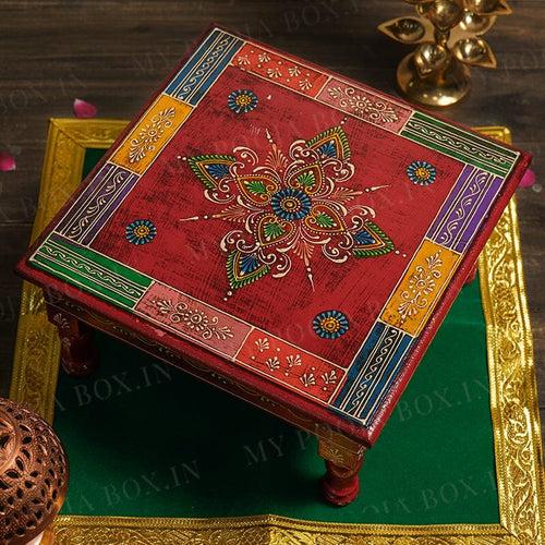 Decorative Wooden Bajot Chowki Set of 3