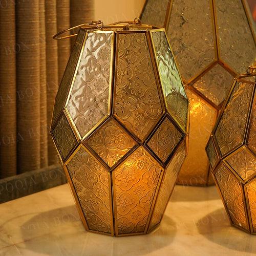 Poly Prism Glass Candle Lantern (Set of 3)