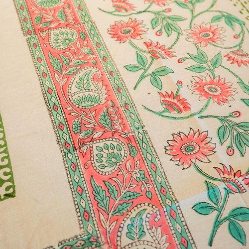 Floral Hues Block Printed Table Cover