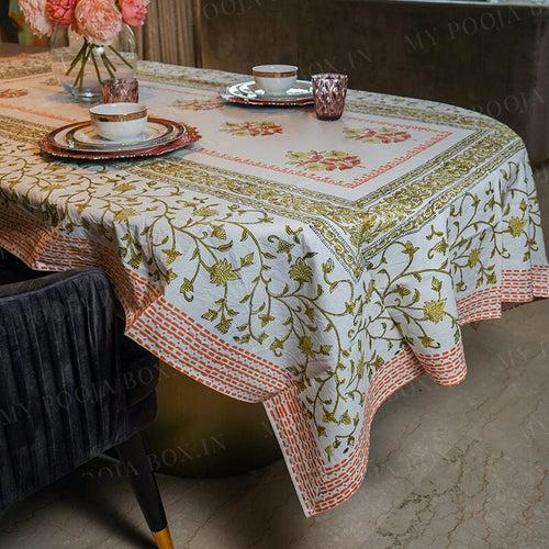 Blossom Bliss Block Printed Table Cover