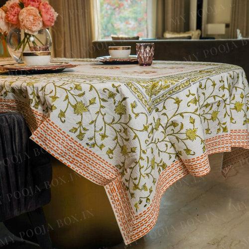 Blossom Bliss Block Printed Table Cover