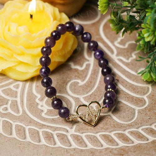 Amethyst Healing Crystal Heart Charm