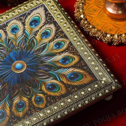 Metal Morpankh Chowki for Pooja