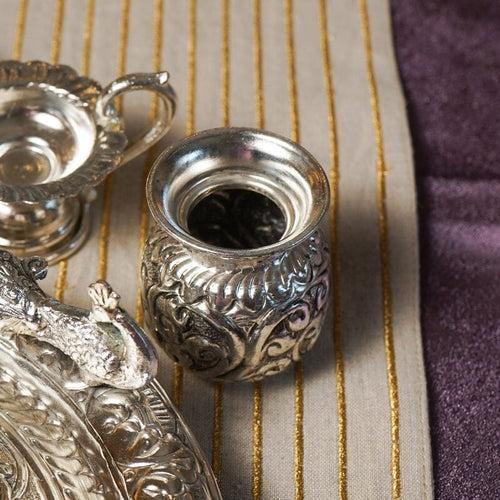 Luxurious Silver Peacock Pooja Thali Set