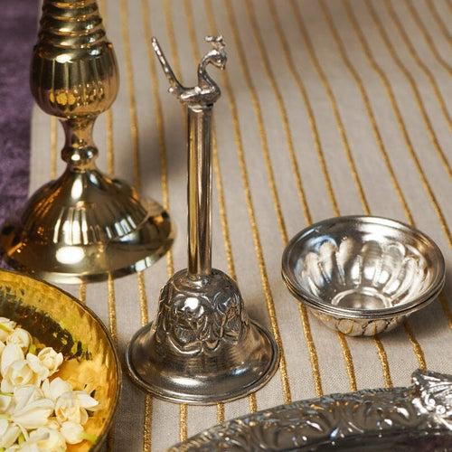 Luxurious Silver Peacock Pooja Thali Set