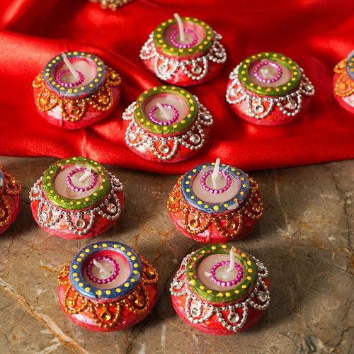 Decorative Matki Style Eco Friendly Diya (Set of 10)