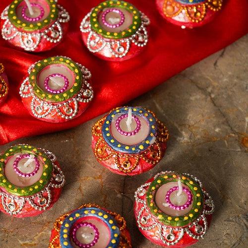 Decorative Matki Style Eco Friendly Diya (Set of 10)