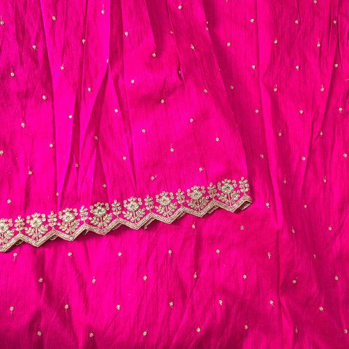 Cotton Silk Light Pink With Goldenish Heavy Aari Work Border Hand Woven Fabric